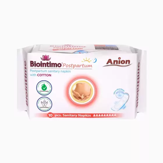 ANION Biointimo - Dámské hygienické poporodní vložky s aniontovým proužkem 10 ks ANION Biointimo - Dámské hygienické poporodní vložky s aniontovým proužkem 10 ks